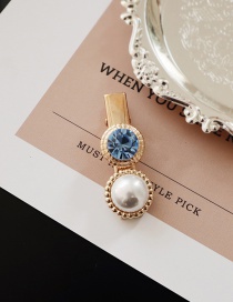 Fashion Blue Diamond Diamond Pearl Hair Clip