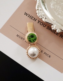Fashion Green Diamond Diamond Pearl Hair Clip