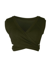 Fashion Armygreen Sleeveless Strapless Navel Vest