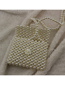 Fashion White Small Flower Buckle Pearl Mobile Phone Bag