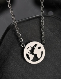 Fashion Steel Color World Map Round Necklace