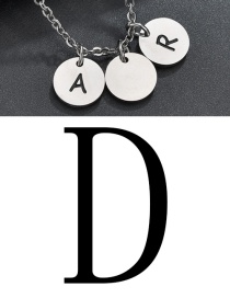 Fashion Steel Color D Letter Corrosion Dripping Round Medal Pendant