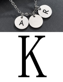 Fashion Steel Color K Letter Corrosion Dripping Round Medal Pendant