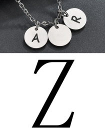 Fashion Steel Color Z Letter Corrosion Dripping Round Medal Pendant