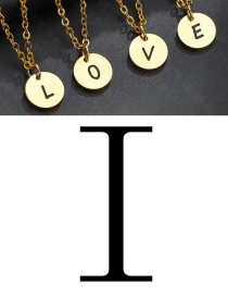 Fashion Golden I Letter Corrosion Dripping Round Medal Pendant