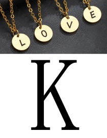 Fashion Golden K Letter Corrosion Dripping Round Medal Pendant