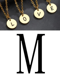 Fashion Golden M Letter Corrosion Dripping Round Medal Pendant