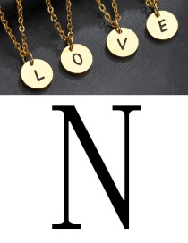 Fashion Golden N Letter Corrosion Dripping Round Medal Pendant