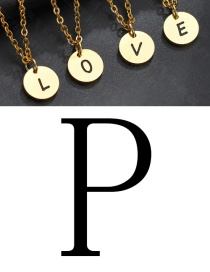 Fashion Golden P Letter Corrosion Dripping Round Medal Pendant