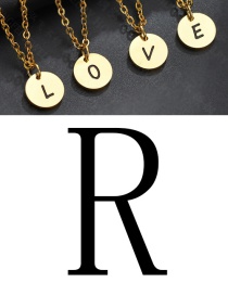 Fashion Golden R Letter Corrosion Dripping Round Medal Pendant