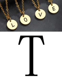 Fashion Golden T Letter Corrosion Dripping Round Medal Pendant