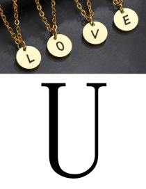Fashion Golden U Letter Corrosion Dripping Round Medal Pendant