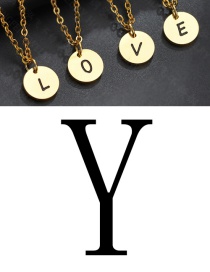 Fashion Golden Y Letter Corrosion Dripping Round Medal Pendant