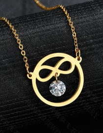 Fashion Gold Diamond Round Bow Necklace