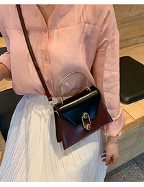 Fashion Dark Brown + Black One-shoulder Portable Messenger Bag
