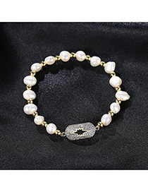 Fashion White Zirconium Gold Plating Pearl Zirconium Bracelet