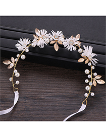 Fashion White Flower Leaf Hair Band