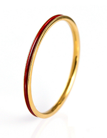 Fashion Gold + Red Drip Geometric Ring