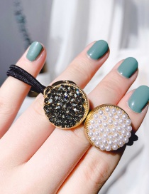 Fashion Black Gray (water Diamond) Diamond Button Imitation Pearl Hair Rope