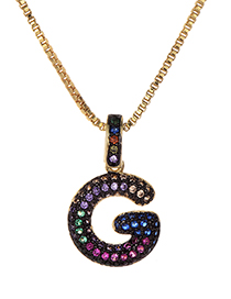 Fashion G Gold Copper Inlaid Zircon Letter Necklace