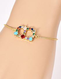Fashion B Gold Copper Inlaid Zircon Letter Bracelet