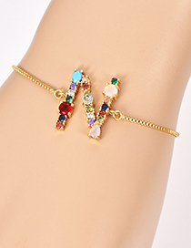 Fashion N Gold Copper Inlaid Zircon Letter Bracelet