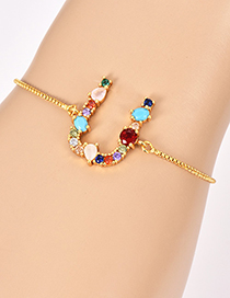 Fashion U Gold Copper Inlaid Zircon Letter Bracelet