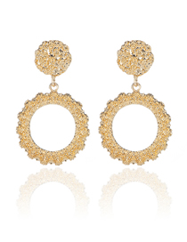 Fashion Round Gold Wrinkled Geometric Earrings