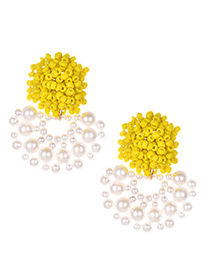 Fashion Yellow Alloy Resin Small Pearl Earrings