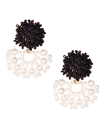 Fashion Black Alloy Resin Small Pearl Earrings