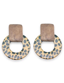 Fashion Green Leopard Circle Earrings