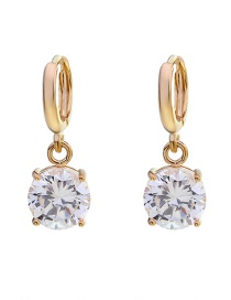 Fashion Gold Copper Inlaid Large Zircon Earrings