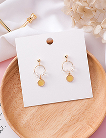 Fashion Yellow  Silver Needle Crystal Round Earrings