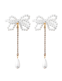 Fashion Rhinestone Water Drop Tassel  Silver Needle Fringe Asymmetric Earrings