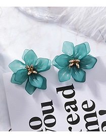 Fashion Blue  Silver Needle Scrub Flower Earrings