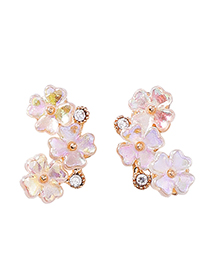 Fashion Short Flower  Silver Needle Shell Flower Pearl Stud Earrings
