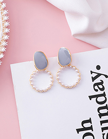 Fashion Gray (pearl Ring) Drip Transparent Earrings