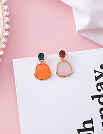 Fashion Orange (irregular Round Piece)  Silver Needle Drip Transparent Earrings