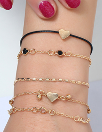 Fashion Gold Alloy Wax Rope Love Bracelet Set