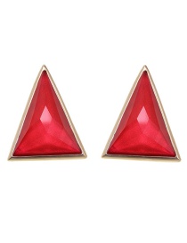 Fashion Rose Red Plated Triangular Stud