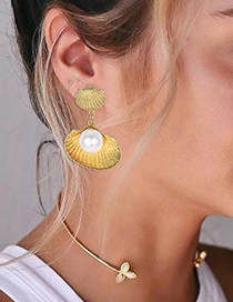 Fashion Gold Alloy Shell Pearl Earrings