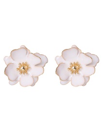Fashion White Drop Oil Petal Pearl Earrings