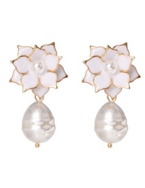 Fashion White Pearl Flower Drip Earrings