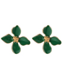 Fashion Green Flower Drip Earrings