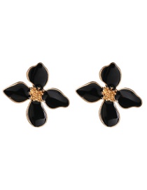 Fashion Black Flower Drip Earrings