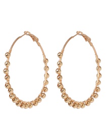 Fashion Gold Stainless Steel Circle Fringed Beads Earrings