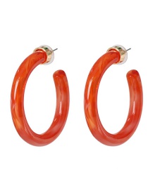 Fashion Red C-shaped Resin Earrings