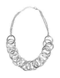 Fashion Silver Alloy Ring Interlocking Necklace
