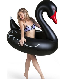Fashion Black Swan Inflatable Floating Row Mount Swimming Ring