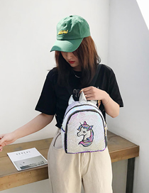 Fashion White Children's Sequined Unicorn Backpack